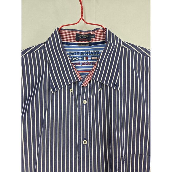 Paul & Shark Royal Yacht Club Button Down Long Sleeve Shirt Blue Stripe 3XL - Picture 2 of 9